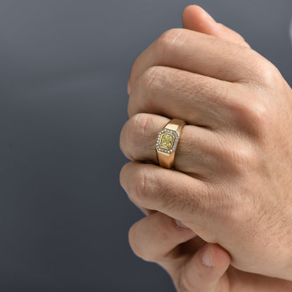 18k Yellow Gold Statement Ring With 1.00 Carat Radiant Cut Natural Diamond