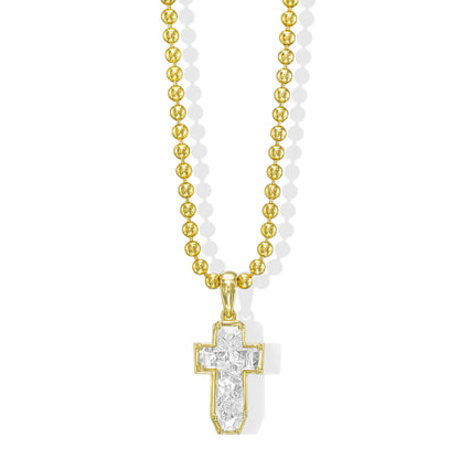 18K Yellow Gold Cross Pendant With 2.28 TCW Natural Diamond