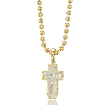 18K Yellow Gold Cross Pendant With 2.28 TCW Natural Diamond