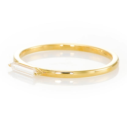 18k Yellow Gold Ring With 0.11 Carat Elongated Hexagon Shape Natural Diamond