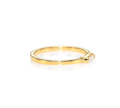 18k Yellow Gold Ring With 0.09 Carat Elongated Hexagon Shape Natural Diamond