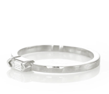 18k White Gold Ring With 0.07 Carat Elongated Hexagon Shape Natural Diamond