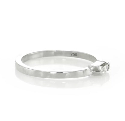 18k White Gold Ring With 0.07 Carat Elongated Hexagon Shape Natural Diamond