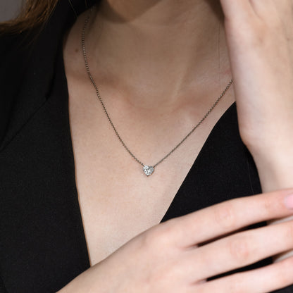 18k White Gold Solitaire Pendant With 0.83 Carat Heart Shape Natural Diamond