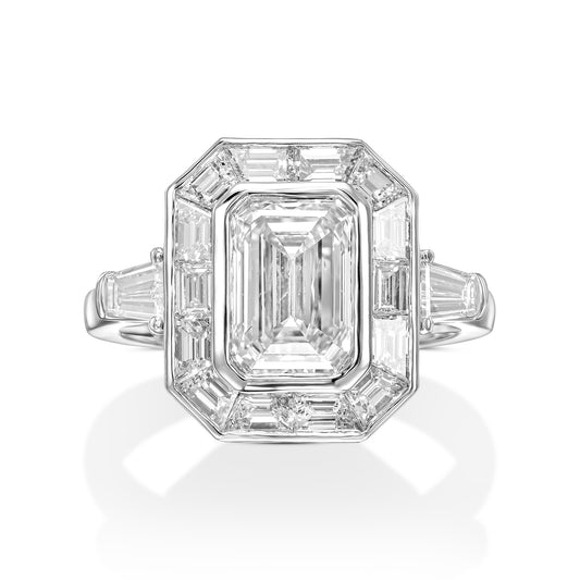 18K White Gold Statement Ring With 3.37 TCW Natural Diamond