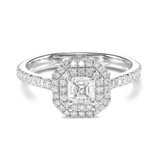 18K White Gold Engagement Ring With 0.86 TCW Natural Diamonds