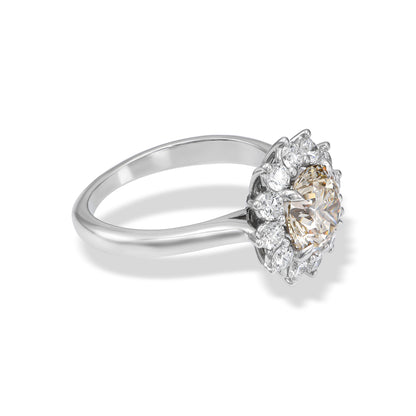 18K White Gold Ring With 2.83 TCW - Natural Fancy Colored Diamond Main Stone