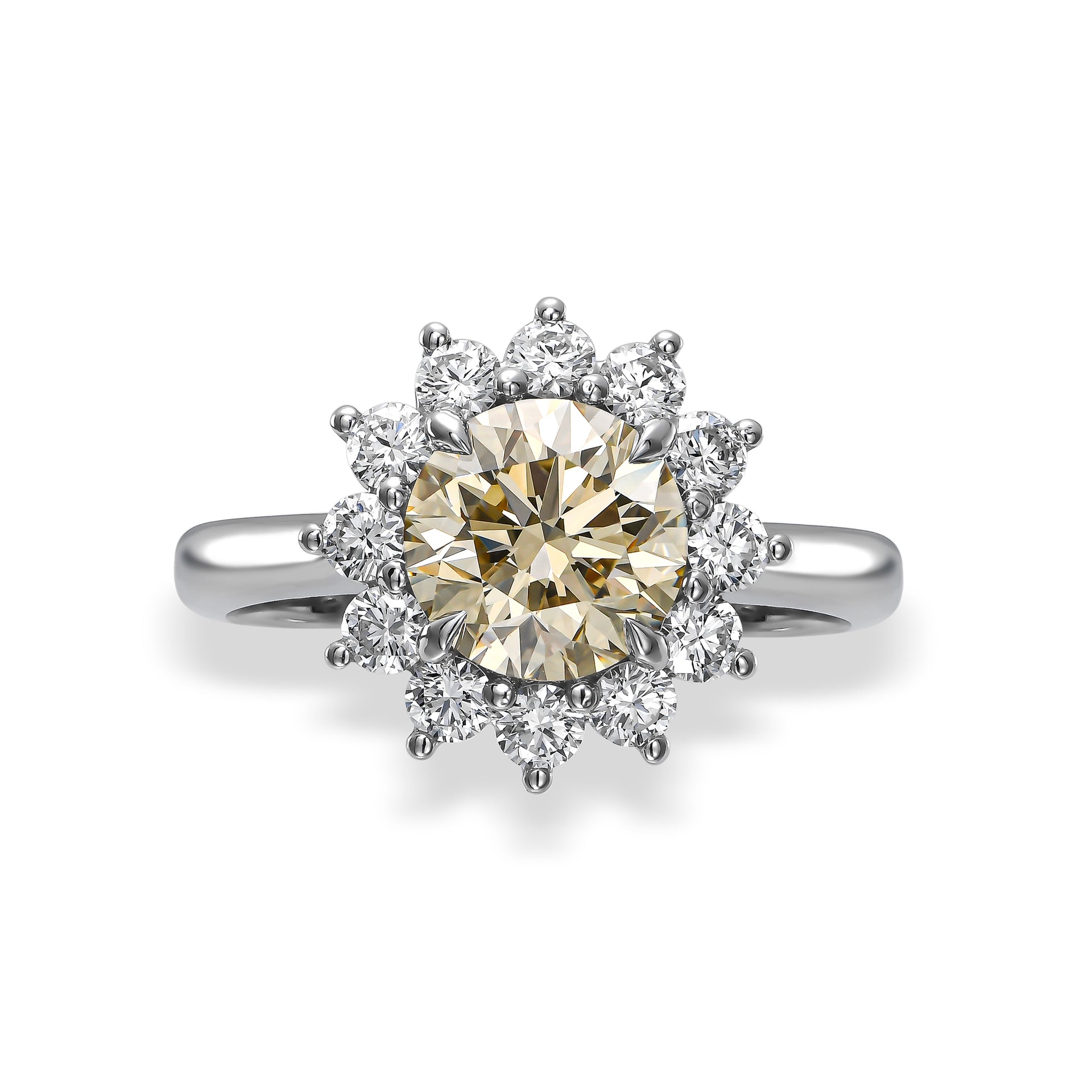 18K White Gold Ring With 2.83 TCW - Natural Fancy Colored Diamond Main Stone