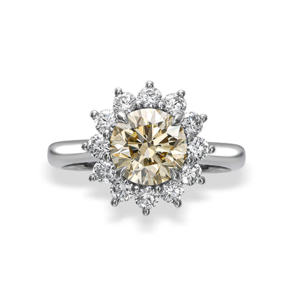 18K White Gold Ring With 2.83 TCW - Natural Fancy Colored Diamond Main Stone