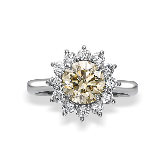 18K White Gold Ring With 2.83 TCW - Natural Fancy Colored Diamond Main Stone