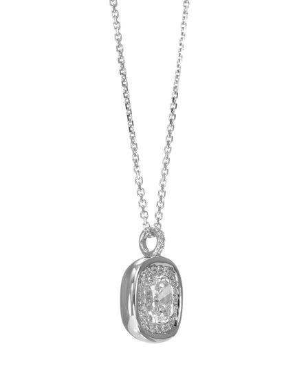 18k White Gold Halo Pendant Necklace With 1.01 tcw Cushion Cut Natural Diamond