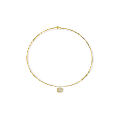 18k Yellow Gold Pendant Choker Necklace With 1.09ct Radiant Cut Natural Diamond