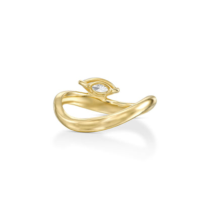 18k Yellow Gold Statement Ring With 0.36ct Marquise Natural Diamond