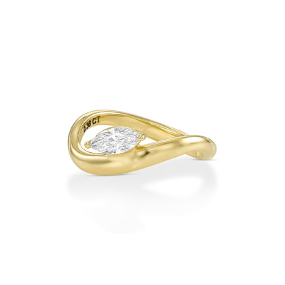 18k Yellow Gold Statement Ring With 0.36ct Marquise Natural Diamond