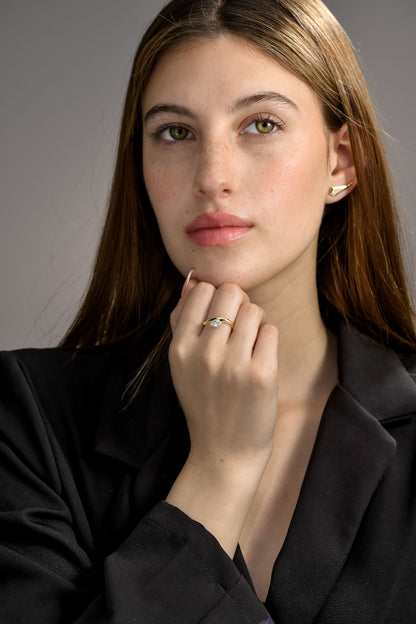 18k Yellow Gold Statement Ring With 0.36ct Marquise Natural Diamond