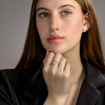18k Yellow Gold Statement Ring With 0.36ct Marquise Natural Diamond