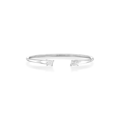 1.14tcw Pair of Trapezes  Natural Diamond in 18k White Gold Bangle