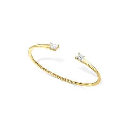 1.14tcw Pair of Trapezes  Natural Diamond in 18k White Gold Bangle