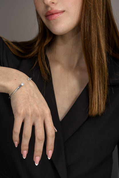 1.14tcw Pair of Trapezes Natural Diamond in 18k White Gold Bangle