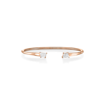 1.14tcw Pair of Trapezes  Natural Diamond in 18k White Gold Bangle