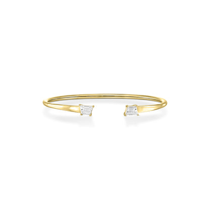 1.14tcw Pair of Trapezes  Natural Diamond in 18k White Gold Bangle
