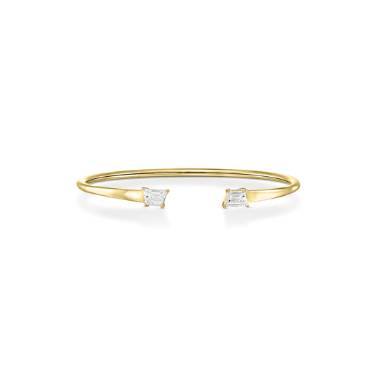 1.14tcw Pair of Trapezes  Natural Diamond in 18k White Gold Bangle
