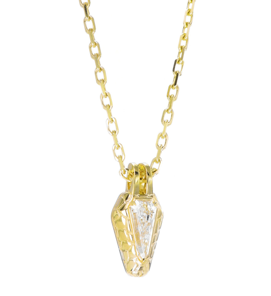 18k Yellow Gold "The Snake" Pendant Necklace With 0.96ct Kite Shape Natural Diamond