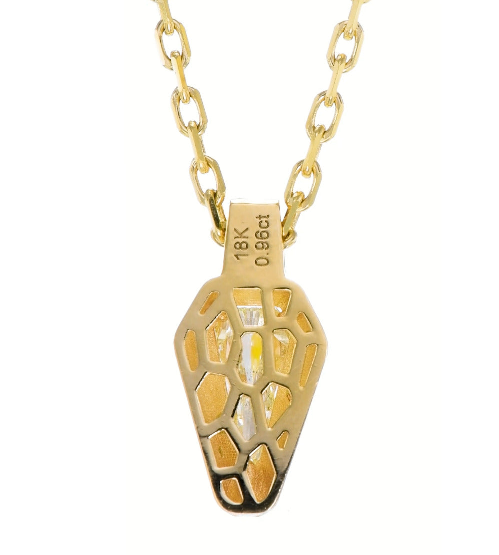 18k Yellow Gold "The Snake" Pendant Necklace With 0.96ct Kite Shape Natural Diamond