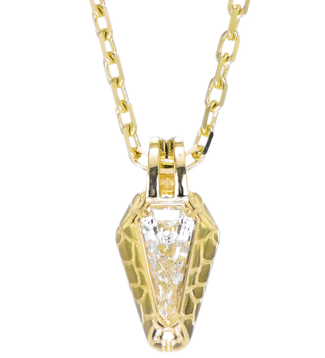18k Yellow Gold "The Snake" Pendant Necklace With 0.96ct Kite Shape Natural Diamond