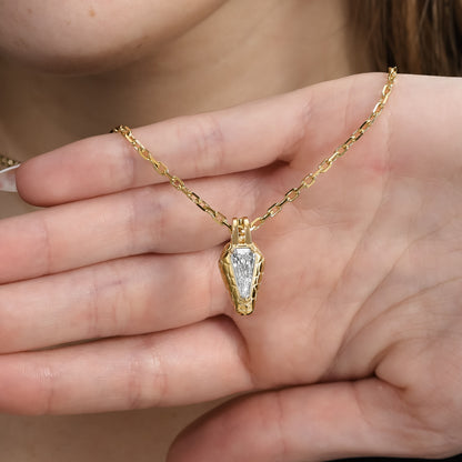 18k Yellow Gold "The Snake" Pendant Necklace With 0.96ct Kite Shape Natural Diamond