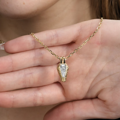 18k Yellow Gold "The Snake" Pendant Necklace With 0.96ct Kite Shape Natural Diamond