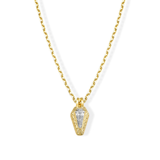 18k Yellow Gold The Snake Pendant Necklace With 0.96ct Kite Shape Natural Diamond