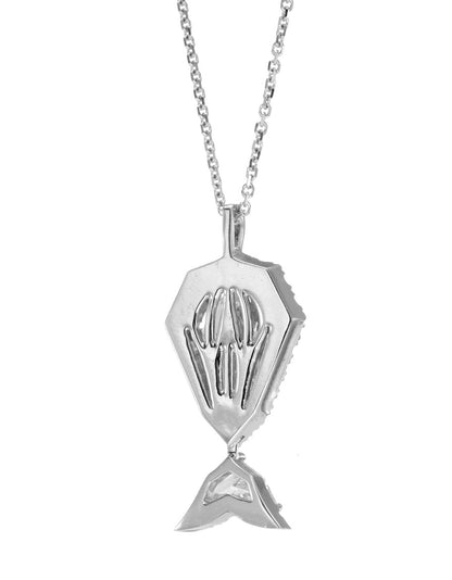18k White Gold "The Whale" Pendant Necklace With 1.28 ct Shield Shape Natural Diamond