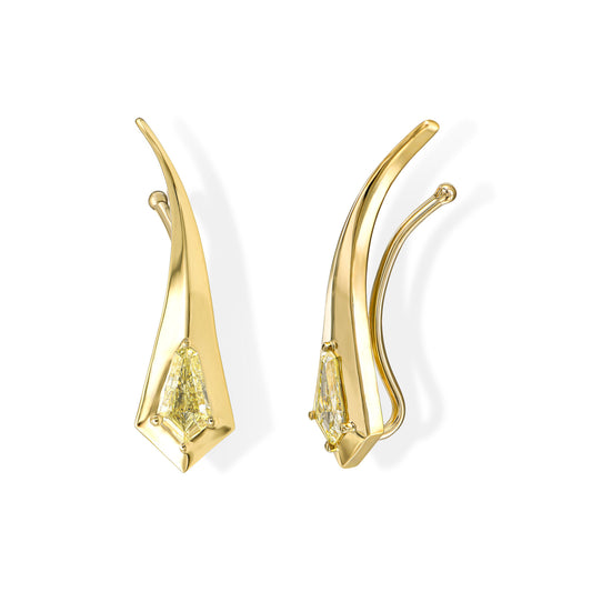 18K Yellow Gold Stud Earrings With 0.54 Total Carat Weight Natural Diamond