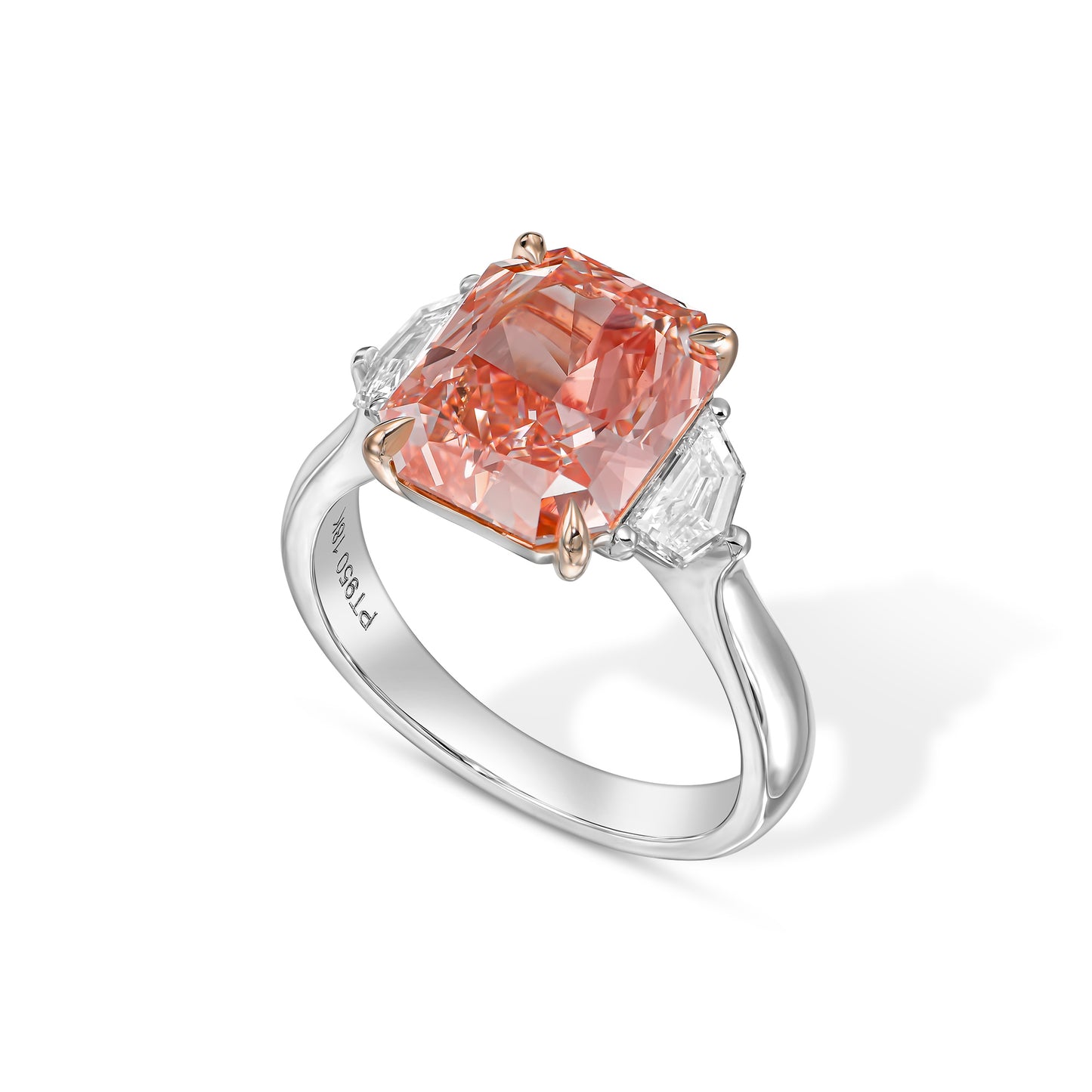 Platinum Statement Ring With 4.29ct Fancy Vivid Pink Radiant (Treated Color)Diamond