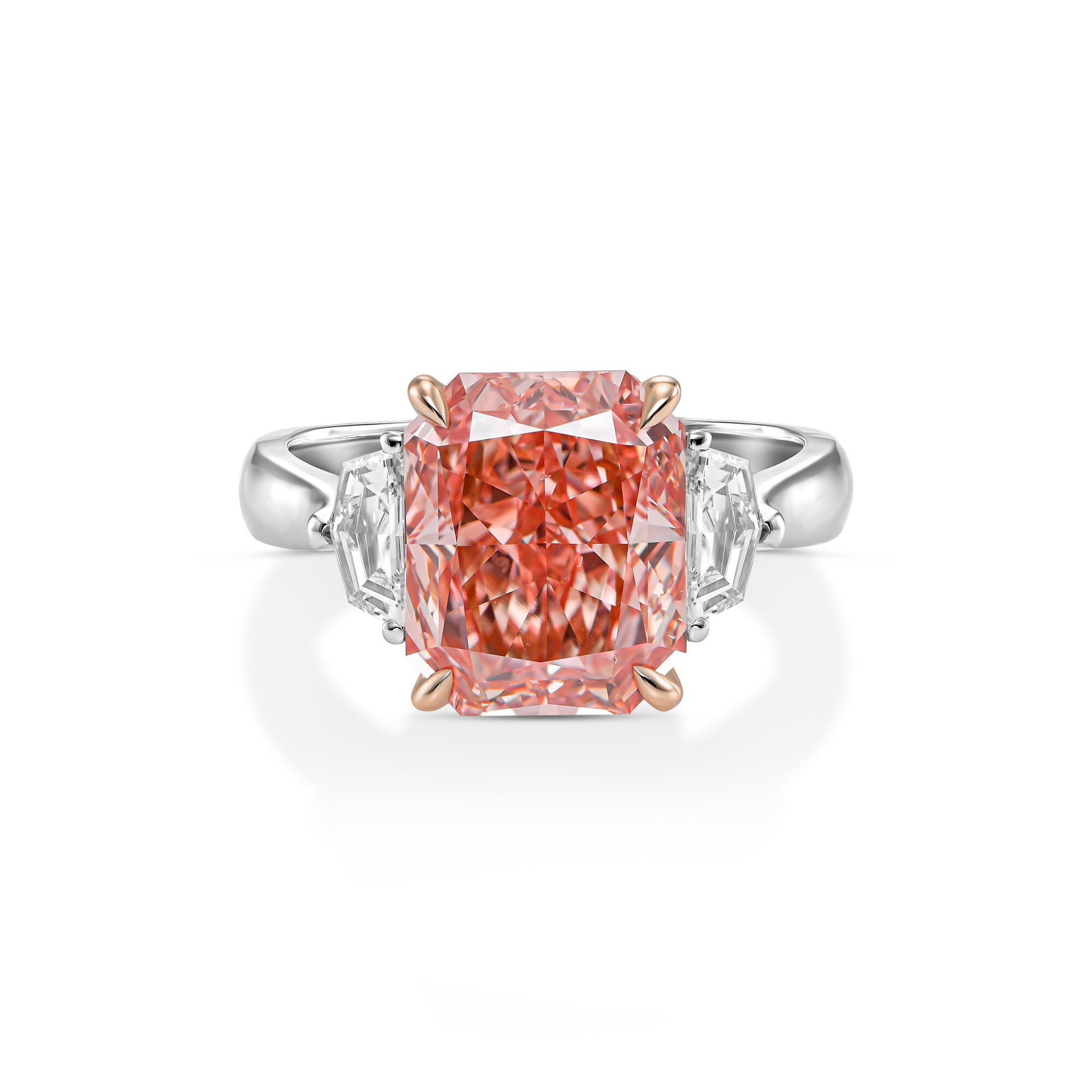 Platinum Statement Ring With 4.29ct Fancy Vivid Pink Radiant (Treated Color)Diamond
