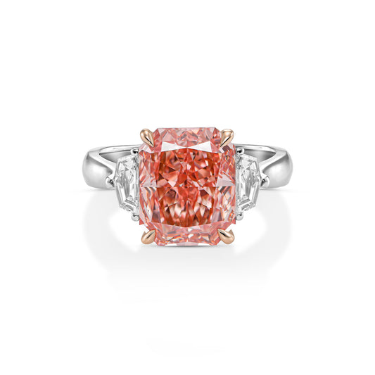 Platinum Statement Ring With 4.29ct Fancy Vivid Pink Radiant (Treated Color)Diamond