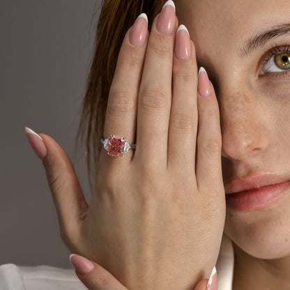 Platinum Statement Ring With 4.29ct Fancy Vivid Pink Radiant (Treated Color)Diamond