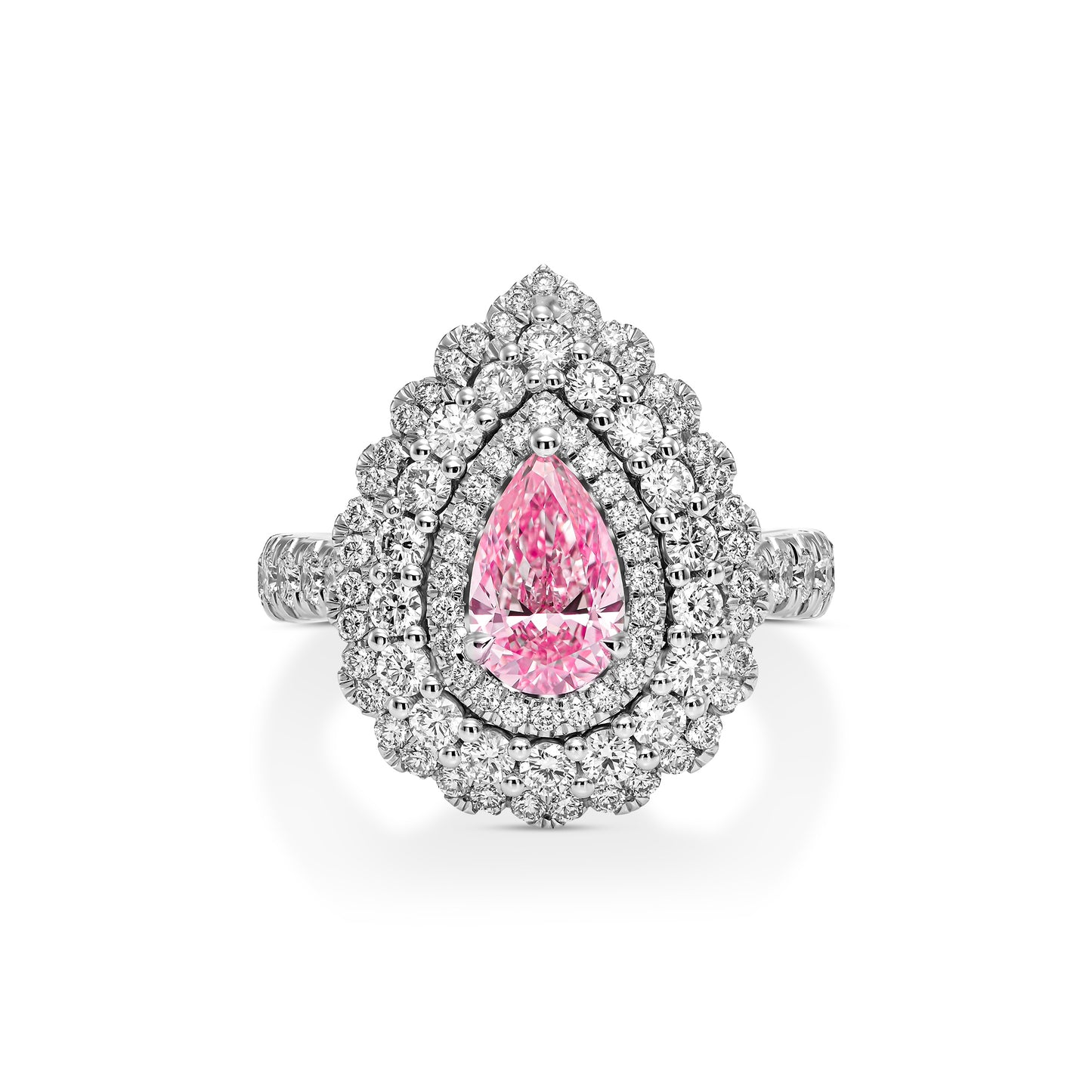 18K White Gold Statement Ring With 1 Carat Fancy Coloured Diamond