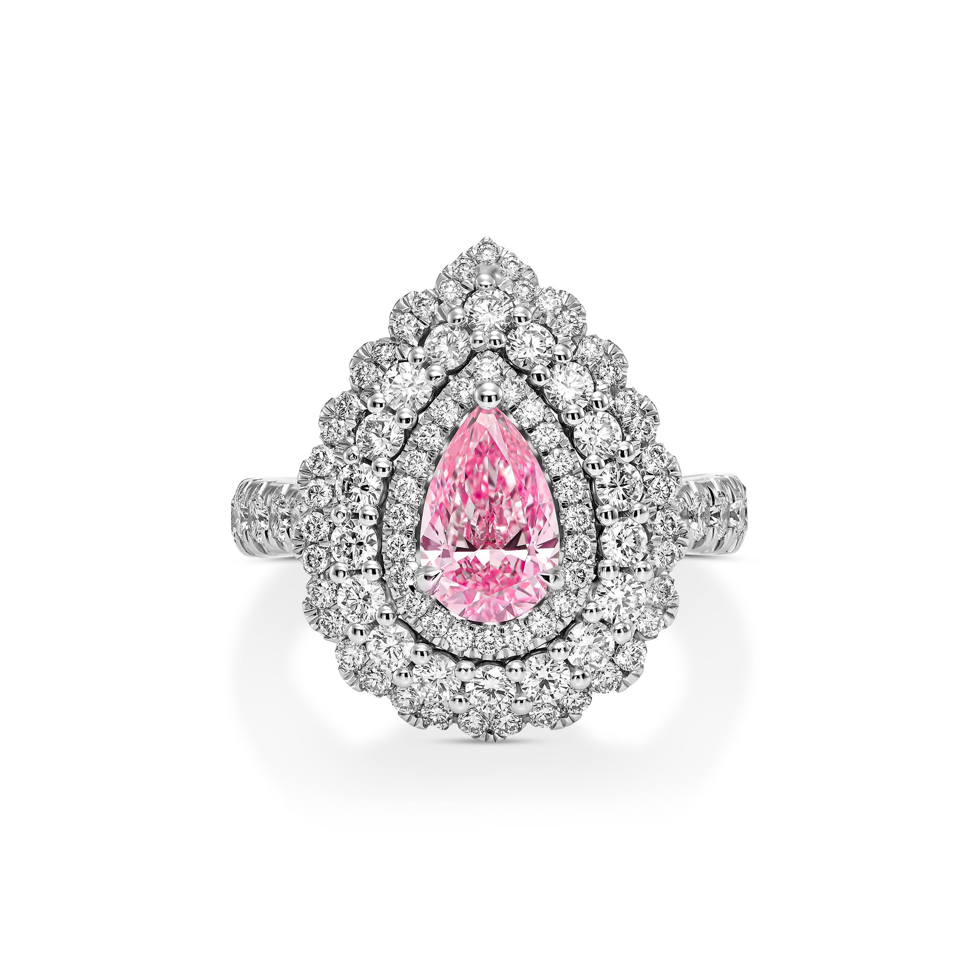 18K White Gold Statement Ring With 1 Carat Fancy Coloured Diamond