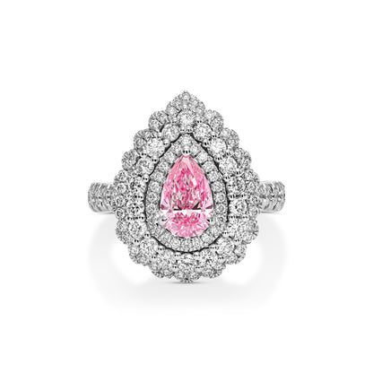 18K White Gold Statement Ring With 1 Carat Fancy Coloured Diamond