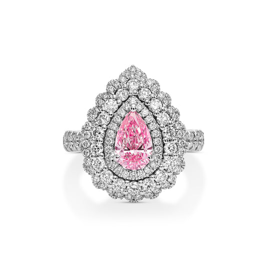 18K White Gold Statement Ring With 1 Carat Fancy Coloured Diamond