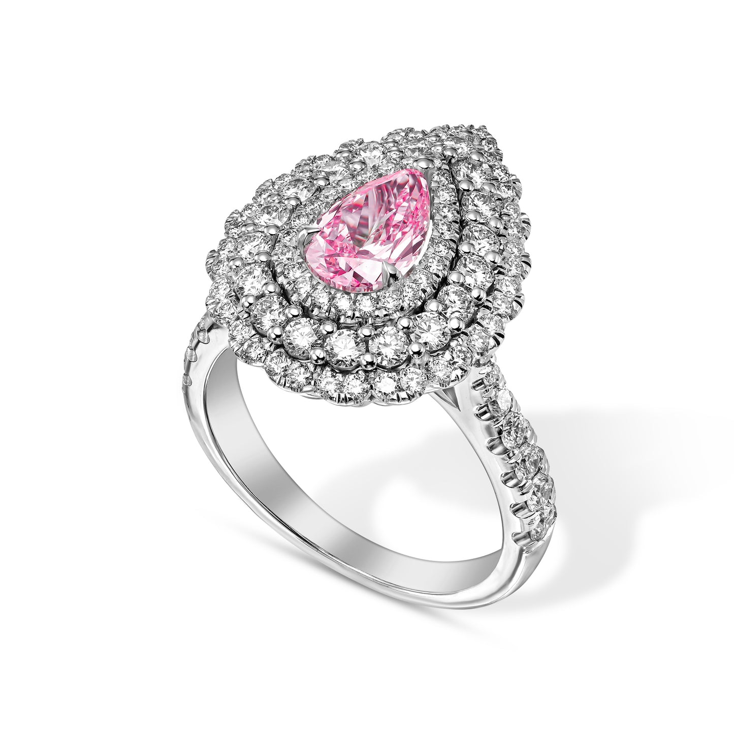 18K White Gold Statement Ring With 1 Carat Fancy Coloured Diamond