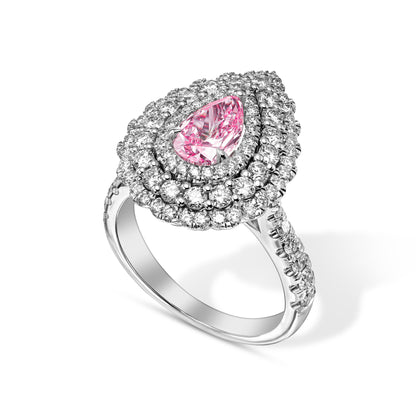 18K White Gold Statement Ring With 1 Carat Fancy Coloured Diamond