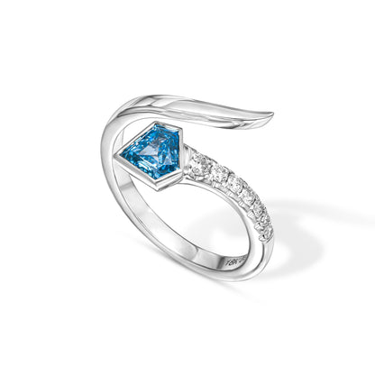 18K White Gold Statement Ring With 0.50 Carat Fancy Coloured Diamond