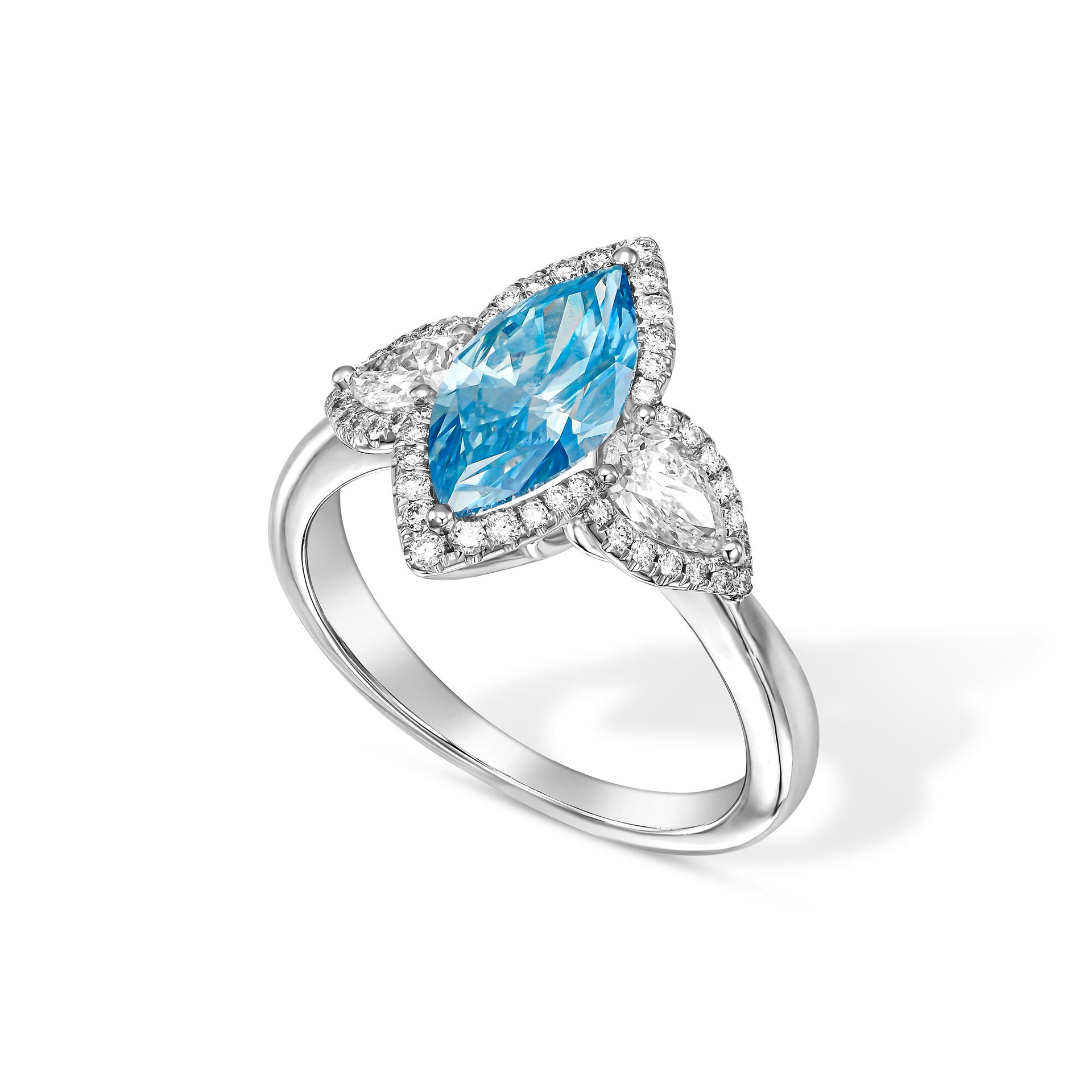 18K White Gold Statement Ring With 1.34 Carat Fancy Coloured Diamond