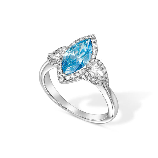18K White Gold Statement Ring With 1.34 Carat Fancy Coloured Diamond