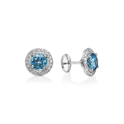 18K White Gold Stud Earrings With 2.11 Carat Fancy Coloured Diamond