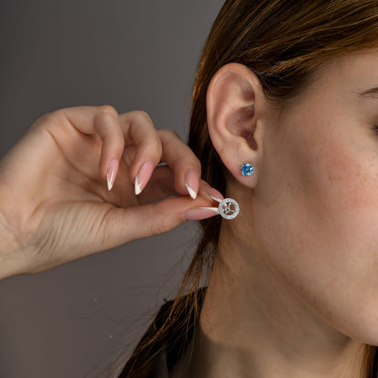 18K White Gold Stud Earrings With 2.11 Carat Fancy Coloured Diamond