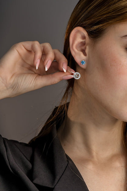 18K White Gold Stud Earrings With 2.11 Carat Fancy Coloured Diamond